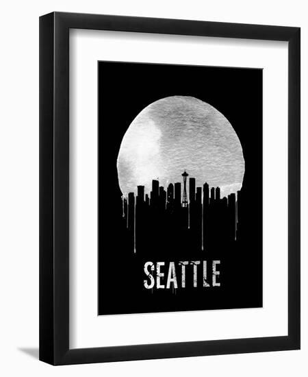 Seattle Skyline Black-null-Framed Art Print