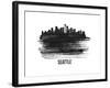 Seattle Skyline Brush Stroke - Black II-NaxArt-Framed Art Print