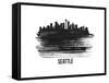 Seattle Skyline Brush Stroke - Black II-NaxArt-Framed Stretched Canvas