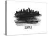 Seattle Skyline Brush Stroke - Black II-NaxArt-Stretched Canvas