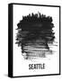 Seattle Skyline Brush Stroke - Black-NaxArt-Framed Stretched Canvas