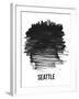 Seattle Skyline Brush Stroke - Black-NaxArt-Framed Art Print