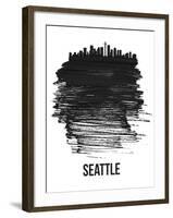 Seattle Skyline Brush Stroke - Black-NaxArt-Framed Art Print