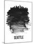 Seattle Skyline Brush Stroke - Black-NaxArt-Mounted Art Print