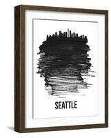 Seattle Skyline Brush Stroke - Black-NaxArt-Framed Art Print