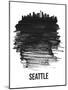 Seattle Skyline Brush Stroke - Black-NaxArt-Mounted Art Print