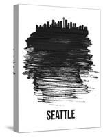 Seattle Skyline Brush Stroke - Black-NaxArt-Stretched Canvas