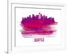 Seattle Skyline Brush Stroke - Red-NaxArt-Framed Art Print