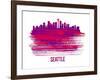 Seattle Skyline Brush Stroke - Red-NaxArt-Framed Art Print