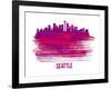 Seattle Skyline Brush Stroke - Red-NaxArt-Framed Art Print