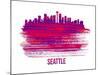 Seattle Skyline Brush Stroke - Red-NaxArt-Mounted Art Print