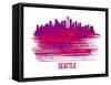 Seattle Skyline Brush Stroke - Red-NaxArt-Framed Stretched Canvas