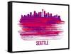 Seattle Skyline Brush Stroke - Red-NaxArt-Framed Stretched Canvas