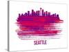 Seattle Skyline Brush Stroke - Red-NaxArt-Stretched Canvas