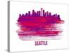 Seattle Skyline Brush Stroke - Red-NaxArt-Stretched Canvas