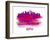 Seattle Skyline Brush Stroke - Red-NaxArt-Framed Art Print