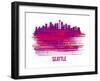 Seattle Skyline Brush Stroke - Red-NaxArt-Framed Art Print