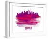 Seattle Skyline Brush Stroke - Red-NaxArt-Framed Art Print