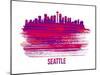 Seattle Skyline Brush Stroke - Red-NaxArt-Mounted Art Print