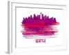 Seattle Skyline Brush Stroke - Red-NaxArt-Framed Art Print