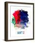 Seattle Skyline Brush Stroke - Watercolor-NaxArt-Framed Art Print