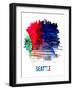 Seattle Skyline Brush Stroke - Watercolor-NaxArt-Framed Art Print