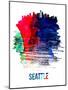Seattle Skyline Brush Stroke - Watercolor-NaxArt-Mounted Art Print