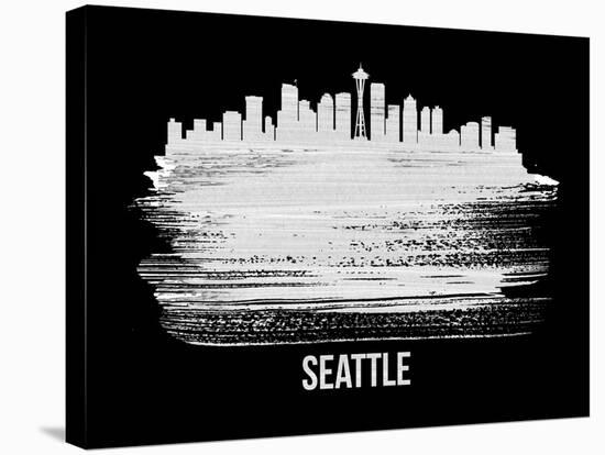 Seattle Skyline Brush Stroke - White-NaxArt-Stretched Canvas