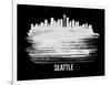 Seattle Skyline Brush Stroke - White-NaxArt-Framed Art Print