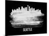 Seattle Skyline Brush Stroke - White-NaxArt-Mounted Art Print