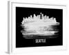 Seattle Skyline Brush Stroke - White-NaxArt-Framed Art Print