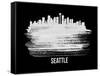 Seattle Skyline Brush Stroke - White-NaxArt-Framed Stretched Canvas