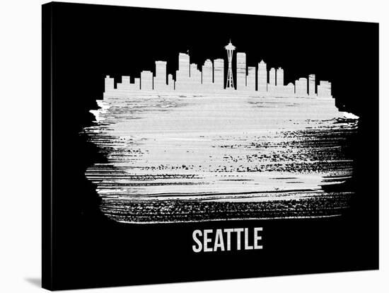 Seattle Skyline Brush Stroke - White-NaxArt-Stretched Canvas