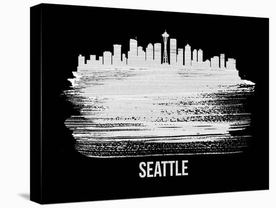 Seattle Skyline Brush Stroke - White-NaxArt-Stretched Canvas