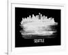 Seattle Skyline Brush Stroke - White-NaxArt-Framed Art Print