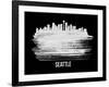 Seattle Skyline Brush Stroke - White-NaxArt-Framed Art Print