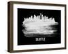 Seattle Skyline Brush Stroke - White-NaxArt-Framed Art Print