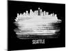 Seattle Skyline Brush Stroke - White-NaxArt-Mounted Art Print