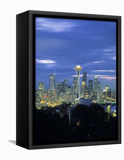 Seattle Skyline Fr. Queen Anne Hill, Washington, USA-Walter Bibikow-Framed Stretched Canvas