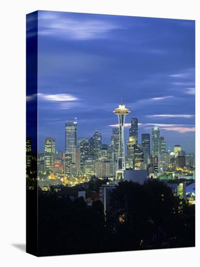 Seattle Skyline Fr. Queen Anne Hill, Washington, USA-Walter Bibikow-Stretched Canvas