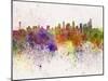 Seattle Skyline in Watercolor Background-paulrommer-Mounted Art Print