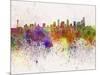 Seattle Skyline in Watercolor Background-paulrommer-Mounted Art Print