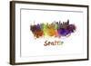 Seattle Skyline in Watercolor-paulrommer-Framed Art Print