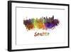 Seattle Skyline in Watercolor-paulrommer-Framed Art Print