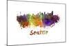 Seattle Skyline in Watercolor-paulrommer-Mounted Art Print