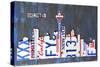 Seattle Skyline License Plate Art-Design Turnpike-Stretched Canvas