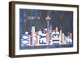 Seattle Skyline License Plate Art-Design Turnpike-Framed Giclee Print
