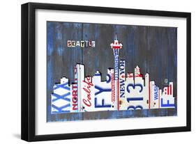 Seattle Skyline License Plate Art-Design Turnpike-Framed Giclee Print