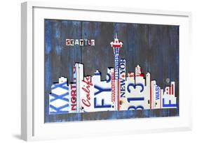 Seattle Skyline License Plate Art-Design Turnpike-Framed Giclee Print