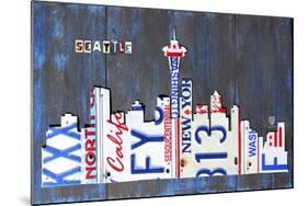 Seattle Skyline License Plate Art-Design Turnpike-Mounted Giclee Print